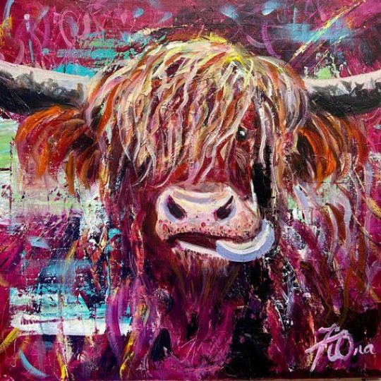 Modern Acrylic Highland Cow