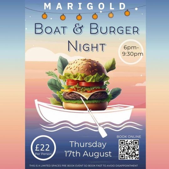 Burger and Boat at Marigold