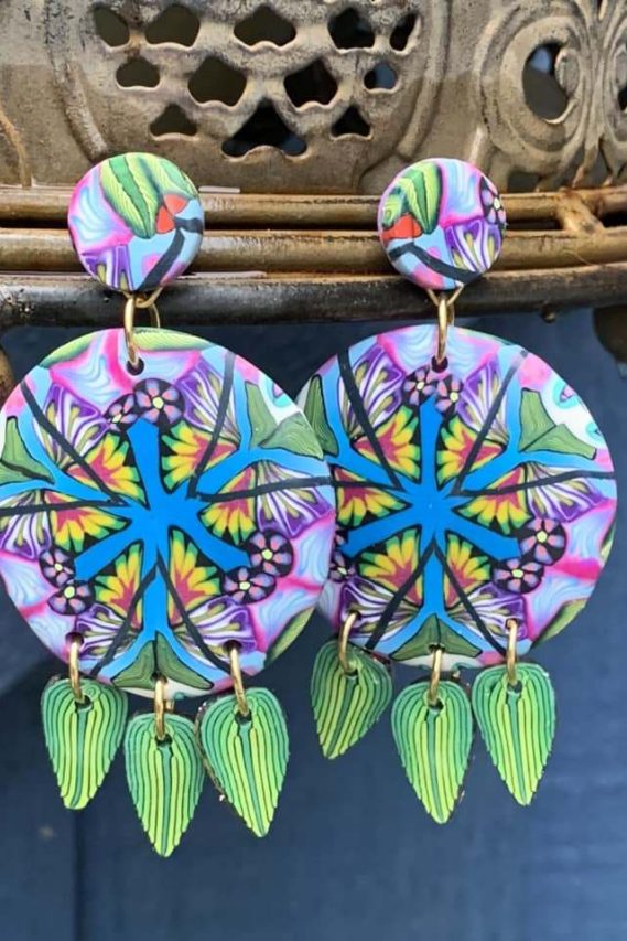 Colourful earrings with tropical vibes B Smith