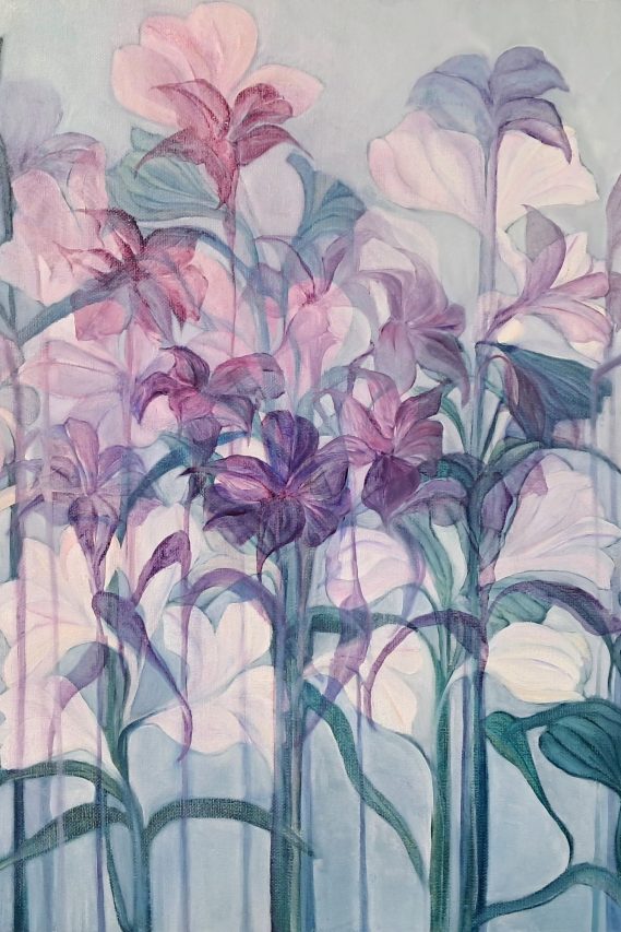 Floral echoes oil on canvas Liz Harvey